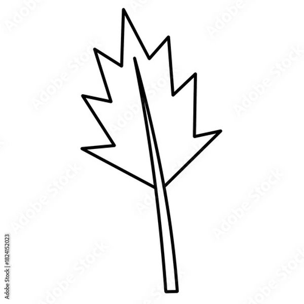 Obraz Maple leaf line art outline. Autumn botanical drawing for tattoo, sticker design, minimalist logo, coloring page, nature clipart and print.