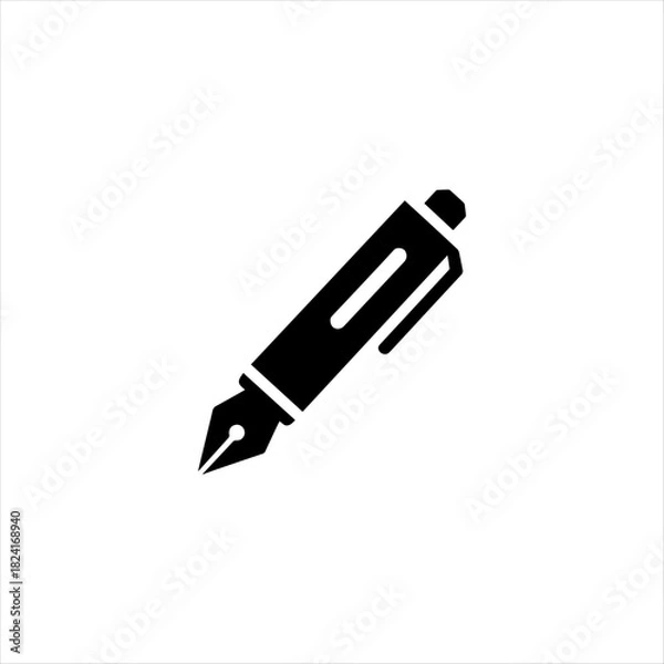 Obraz Black Pen Icon Representing Writing, Drafting, Education, Signing Documents, Creative Content, Professional Authorship, and Official Documentation