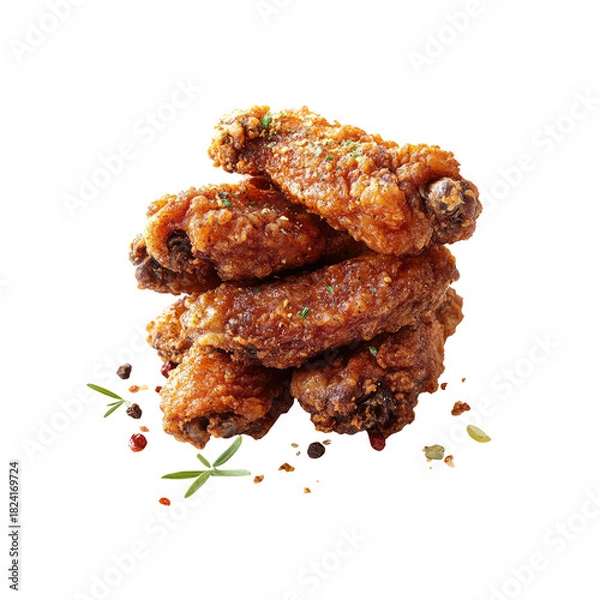 Fototapeta Stack of crispy fried chicken wings