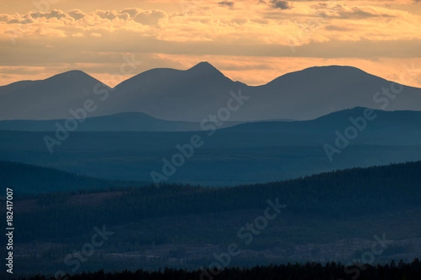 Obraz Layered mountains during sunset