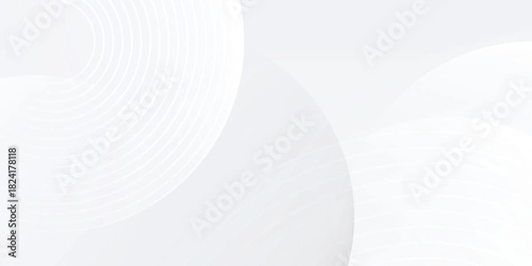 Fototapeta Simple white background with white circle lines digital future modern abstract