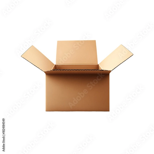 Fototapeta Open cardboard box on black background