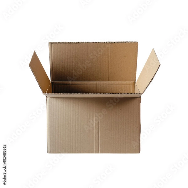 Fototapeta Open cardboard box on black background