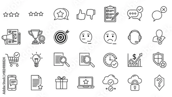 Obraz This emoji and expression icon pack contains minimal line-style faces representing various emotions such as happiness, sadness, confusion, anger, and surprise. Designed for chat systems, social media 