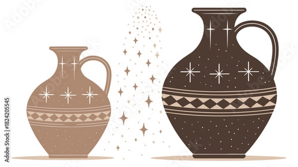 Fototapeta Elegant earthy tone vases with starburst design, perfect for home decor or artistic projects, a vector art