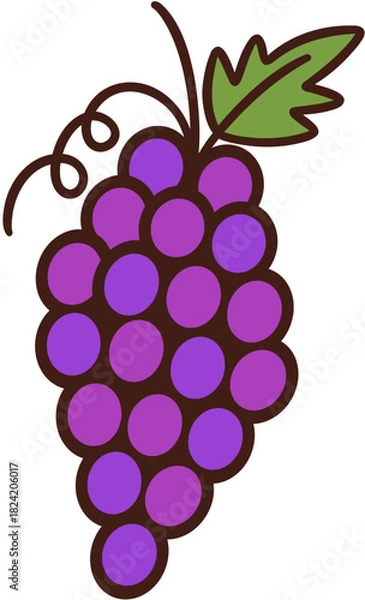 Fototapeta Simple Grapes Hand Drawn Vector Illustration
