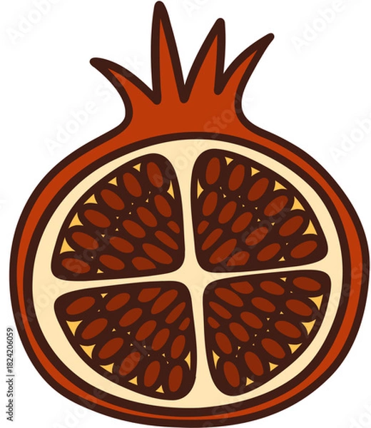 Fototapeta Simple Pomegranate Hand Drawn Vector Illustration