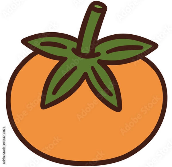 Fototapeta Simple Persimmon Hand Drawn Vector Illustration