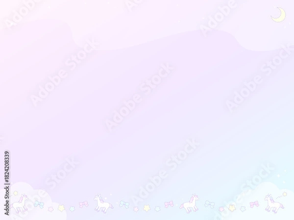 Fototapeta 4:3 ファンシードリームホースのグラデーションソーダポップフレーム⭐︎