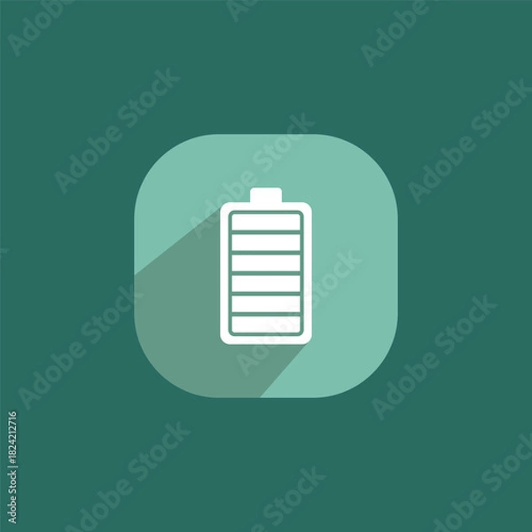Obraz Flat battery icon with long shadow, simple modern design perfect for mobile apps