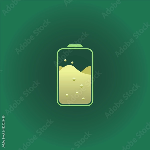 Obraz Battery illustration with green outline and yellow power indicator