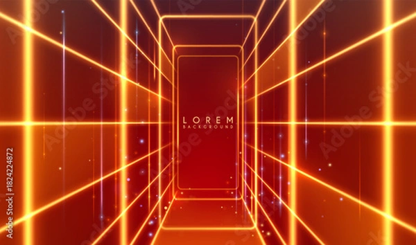 Fototapeta Red light lines corridor with sparks effect