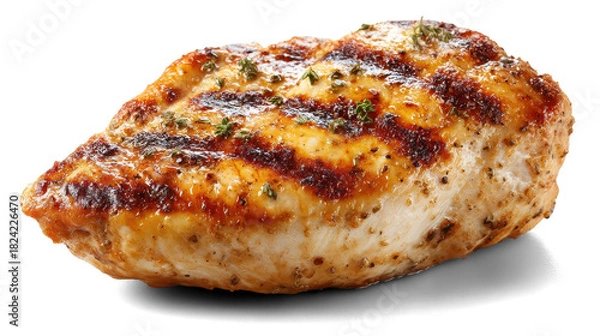 Obraz Grilled chicken breast isolated on white background