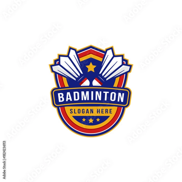 Obraz badminton badge logo design
