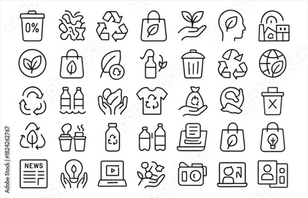 Obraz Business icon set vector illustration of doodle style symbols for web design and digital use