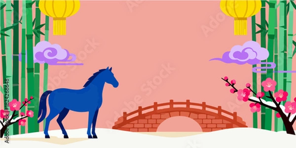 Fototapeta Background of the Year of the Horse Poster