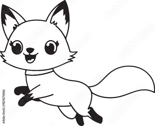 Obraz  Adorable kawaii fox jumping vector image