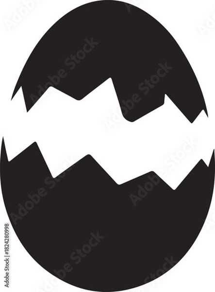 Obraz Minimalist cracked egg silhouette vector image