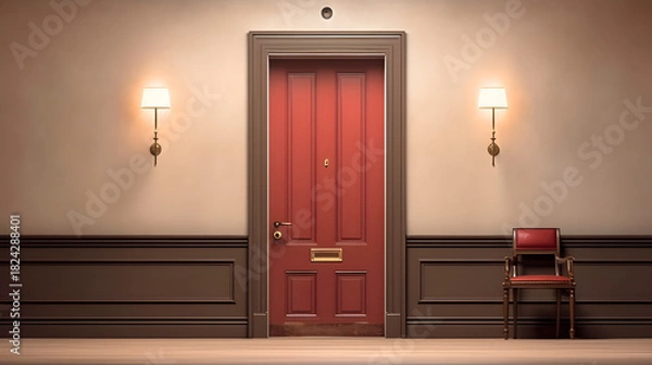 Obraz 重厚な木製ドアの背景イラスト