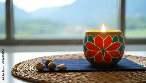 Obraz candles on a wooden table