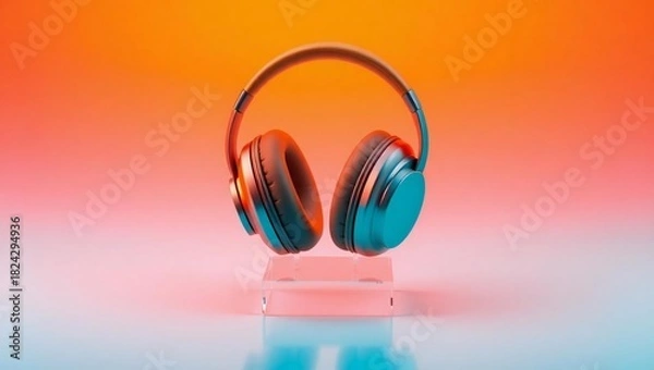 Obraz headphones on a blue background