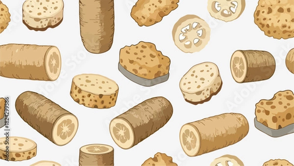 Obraz Seamless Loofah Sponge Pattern Background for Sustainable Bath and Body Product Design