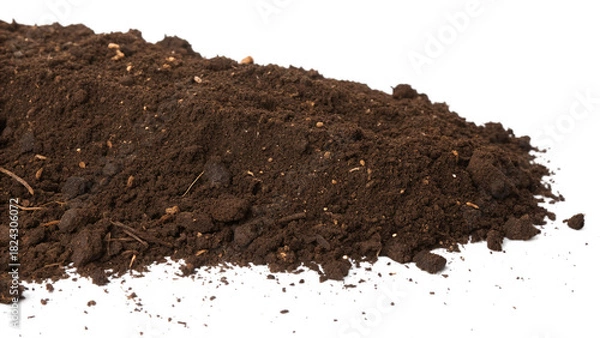 Obraz Soil pile for gardening and landscaping use, rich in nutrients and organic matter isolated on transparent background