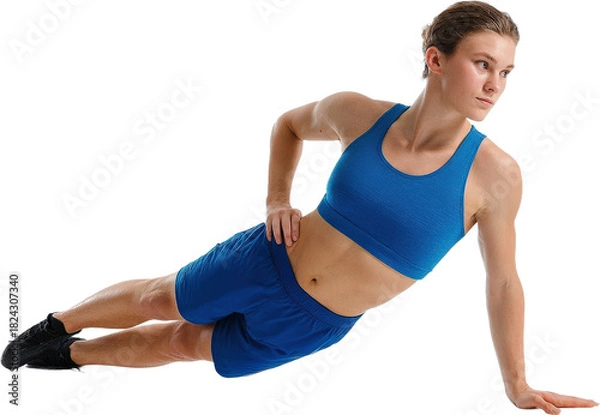 Obraz Woman performing side plank exercise for core strength training