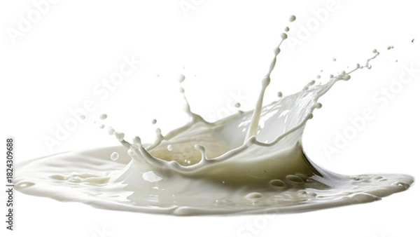 Fototapeta Milk splashes creatively isolated on transparent background