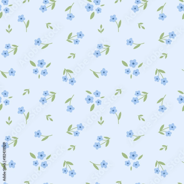 Fototapeta Cottagecore floral spring summer pattern