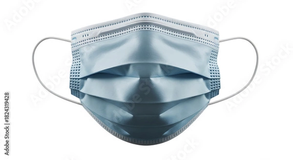 Fototapeta Closeup of a blue surgical mask isolated on transparent background for protection