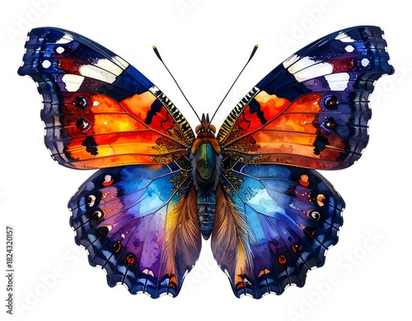 Fototapeta A vibrant butterfly with intricate, colorful wing patterns