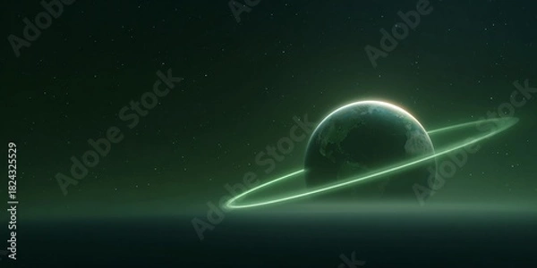 Obraz Celestial event planet with rings outer space digital art night sky wide angle cosmic exploration