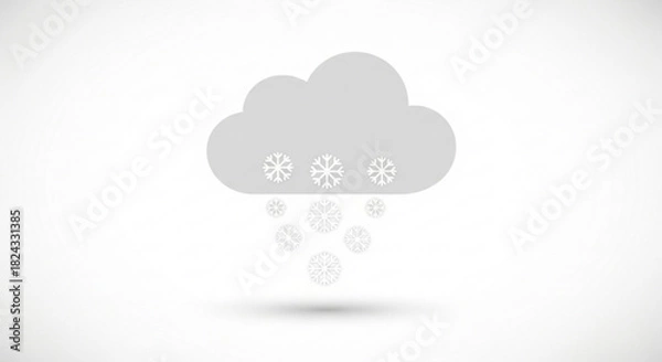 Fototapeta Simple gray icon representing a cloud with snowflakes falling down