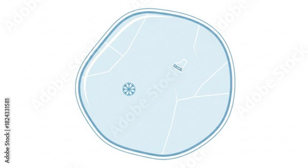 Fototapeta Top view illustration of a light blue, irregularly shaped swimming pool or water feature with internal markings and a central drain