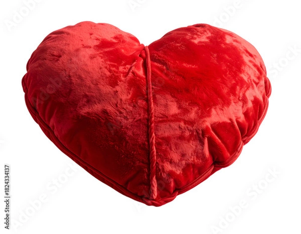 Fototapeta Plush velvet heart-shaped cushion, soft to the touch