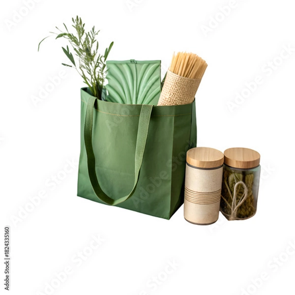 Obraz Eco-Friendly Groceries & Sustainable Lifestyle Essentials | Natural Products on transparent background