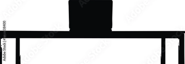 Fototapeta Black Silhouette of Laptop on a Desk for Technology and Business Concepts Illustration