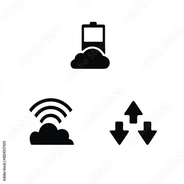 Fototapeta Wireless network and communication tower icons in a simple vector set