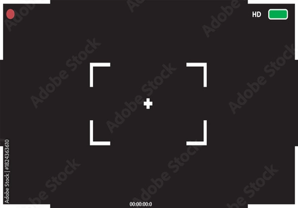 Obraz  photo camera interface mockup with photo button, grid, focus and function icons