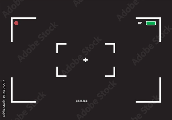 Obraz  photo camera interface mockup with photo button, grid, focus and function icons