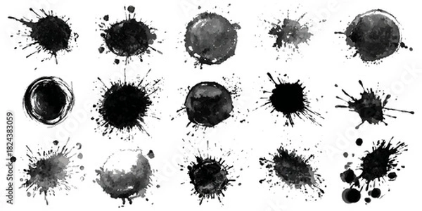 Fototapeta Grunge Circle Illustration Set Featuring Artistic Brush Strokes, Pastel Patterns, and Decorative Paint Splatter for Modern Vector Design.