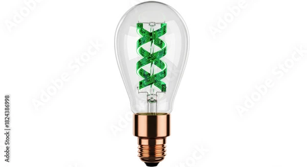 Obraz Decorative light bulb with green circuit board filament isolated PNG, modern technology and innovative design for creative projects