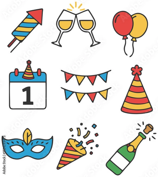 Obraz set of party elements