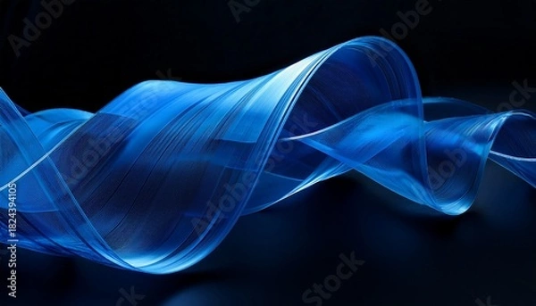 Obraz Abstract Blue Ribbon Swirls On Black Background Ribbons Design Flowing