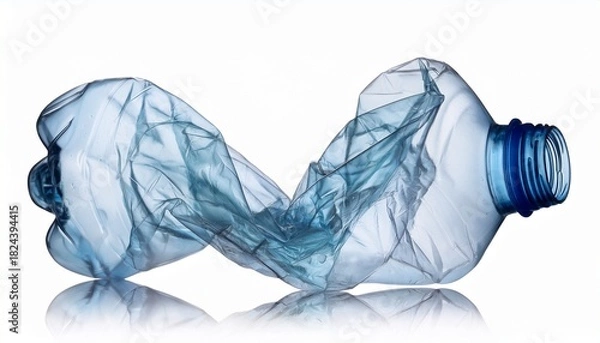 Fototapeta Compressed Plastic Bottle For Recycling Isolated On White Or Transparent Background