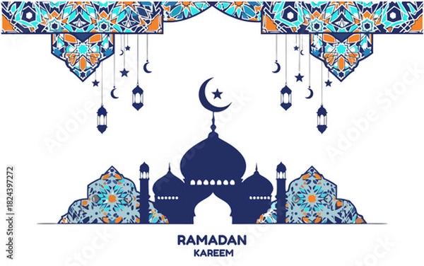 Obraz Elegant Ramadan Kareem vector with mosque silhouette