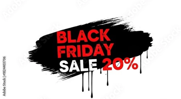 Fototapeta Black Friday Sale 20% Text with Paint Brush Style