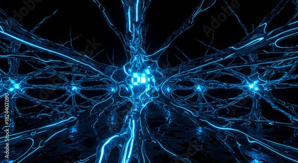 Obraz Bio-Luminescent Neural Network in Dark