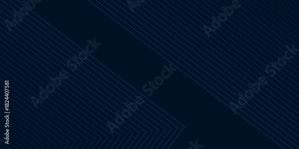Fototapeta Dark blue abstract background with glowing square lines. Minimalist and modern background concept for covers, banners, brochures, presentations, and certificates.
